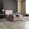 Kontinentální postel Fresno 90x200 pudrově růžová v moderním skandinávském stylu s čalouněným čelem postele s úložným boxem
