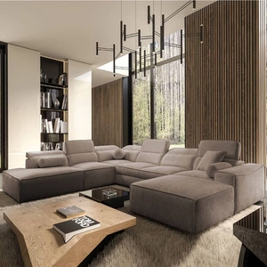 Rohová sedací souprava s funkcí spaní Viano X světle hnědá pravé provedení rohová sedací souprava do obývacího pokoje v moderním stylu nastavitelné opěrky hlavy