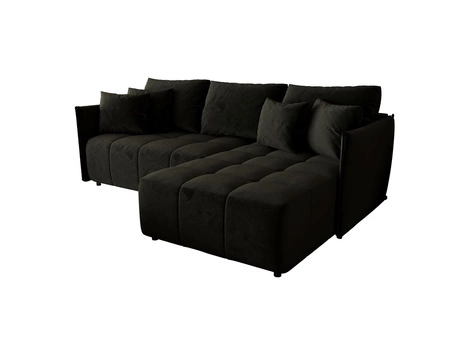 Rohová sedací souprava s funkcí spaní Oroso gafit pravá strana měkká sametová tkanina s hydrofobním potahem nádoba na lůžkoviny