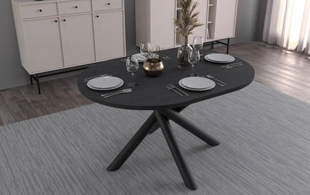 Lyonský stůl 100x138 cm portlandský jasan / černý stylový jídelní stůl na designových pavoučích nohách výškově nastavitelný