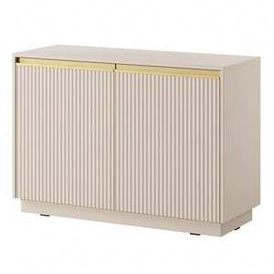 Imperial 104 cm béžová stylová komoda ideální do obývacího pokoje nebo ložnice elegantní zlaté úchyty a frézovaná čela