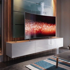 RTV skříň Tawros 258 cm bílý lesk ideální skříň do obývacího pokoje pro milovníky moderního uspořádání s elegantním charakterem