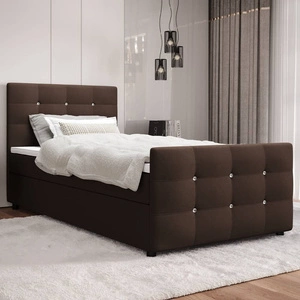 Hnědá kontinentální postel Kansas 120x200 v moderním skandinávském stylu s čalouněným čelem a nohama