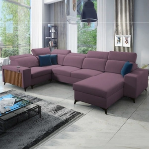 Rohová sedací souprava s funkcí spaní Kelly IV heather right velvet pohodlná rohová sedací souprava nastavitelné opěrky hlavy boční čalounění s lištami