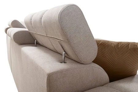 Rohová sedací souprava s funkcí spaní Bolmso šedá pravostranná rohová sedací souprava se dvěma nádobami na lůžkoviny praktická zásuvka v boční části nábytku