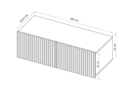 RTV skříňka Chladič 100 cm dub řemeslný s možností zavěšení stylové rýhované čelo elegantní forma nábytku v moderním stylu