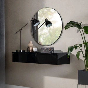 Toaletní stolek Navene 100 cm leskle černý funkční a všestranný doplněk usnadňuje organizaci kosmetiky a drobností stylový toaletní stolek se zrcadlem