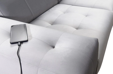 Rohová sedací souprava s funkcí spaní Hampton III sea left pohodlná rohová sedací souprava z hladké a měkké látky sametového typu