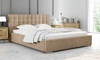 Čalouněná postel Umiky 140x200 med Stylová postel s úložným prostorem na lůžkoviny Pohodlný podhlavník zaujme svým elegantním designem