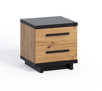 Noční stolek se zásuvkami Simi dub artisan / černý minimalistický design jednoduchý tvar ideální stolek do ložnice 