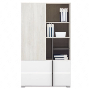 Remona nízká knihovna 80 cm dub wilton bílý / bílá knihovna se zásuvkami do pokoje pro mládež moderní design