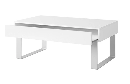 Konferenční stolek Apulia 100 cm bílý se zásuvkou jedinečný design jednoduchá konstrukce deska odolná proti polití
