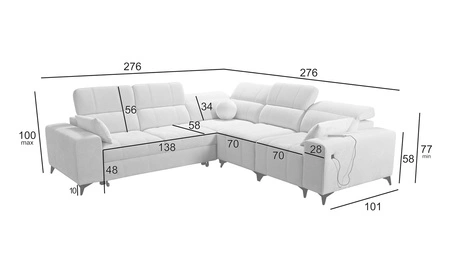 Rohová sedačka s funkcí spaní Penejos III losos pravý mimořádně pohodlná a praktická rohová sedačka do obývacího pokoje dvě nádoby na lůžkoviny