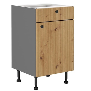 Stojatá kuchyňská skříňka se zásuvkou a policí Style 50 D 1F 1S BB skříň odolná proti páře, vysoké teplotě a rozlité kapalině