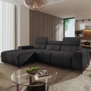 Rohová rozkládací pohovka s funkcí spaní Castel graphite levý roh pohodlná a stylová rozkládací pohovka s kontejnerem na lůžkoviny