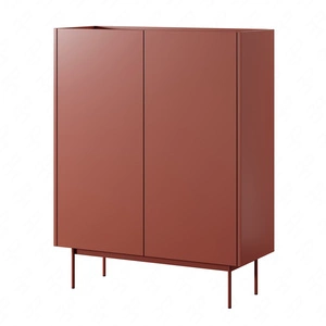 Vellore 97 cm vysoká komoda cihlová elegantní komoda se sníženou horní deskou v dubovém odstínu kovové nohy bez úchytek čela