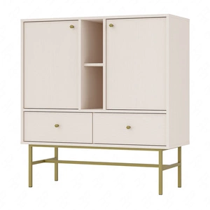 Zásuvková komoda Kioto III 100 cm béžová moderní design kovový rám ve zlaté barvě originální design komoda