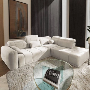 Rohová sedací souprava s funkcí spaní Cetara VII krémová pravá vysoce kvalitní rohová sedací souprava do obývacího pokoje s pohodlným posuvným opěradlem