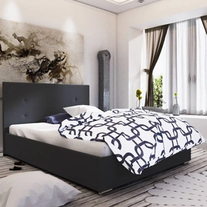 Černá čalouněná postel Reus 140x200 s moderním čelem ideální do ložnice