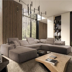 Rohová sedací souprava s funkcí spaní Viano X světle hnědá levé provedení rohová sedací souprava do obývacího pokoje v moderním stylu nastavitelné opěrky hlavy