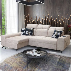 Rohová pohovka s funkcí spaní Buffalo béžová levá Funkční a stylová rohová pohovka s kontejnerem na lůžkoviny