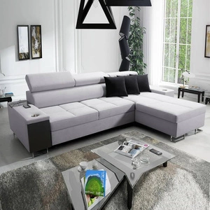 Rohová sedací souprava s funkcí spaní Dafni šedý jasan pravý opletený komfort a funkčnost pro každodenní relaxaci