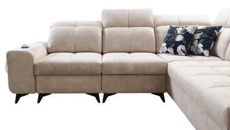 Rohová sedací souprava s funkcí spaní Buffalo III olivová levá pohodlná rohová sedací souprava s estetickou povrchovou úpravou s kontejnery na lůžkoviny