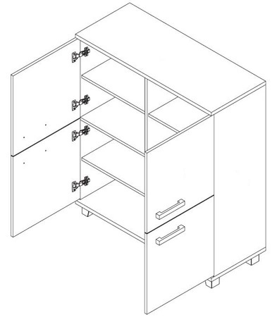 Komoda Maximus 100 cm v bílé barvě v moderním designu, hrany jsou opatřeny speciální dýhou ABS