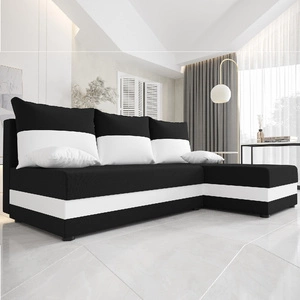 Rohová sedací souprava s funkcí spaní Bowers černá / bílá pravá rohová sedací souprava s úložným prostorem na lůžkoviny záruka nejvyššího komfortu