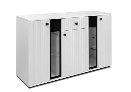 Komoda se zásuvkou Senja 140 cm bílá elegantní design dekorativní drážkované čelo s kovovou rukojetí