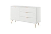 Zásuvková komoda Lante 138 cm bílá elegantní zaoblená komoda na kovovém podstavci se stylovými úchyty
