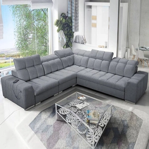 Rohová sedačka s funkcí spaní Luigi III šedá levá pohodlná rohová sedačka do obývacího pokoje ideální pro každodenní relaxaci