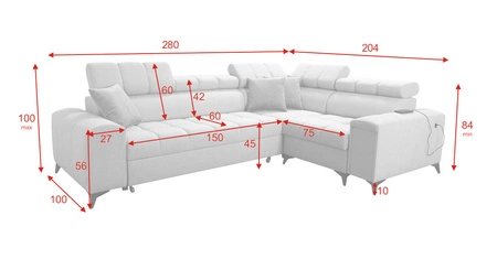 Rohová sedací souprava s funkcí spaní Bolmso II hořčice pravá rohová sedací souprava s kontejnerem na ložní prádlo s plnovýsuvnou zásuvkou v boční části nábytku