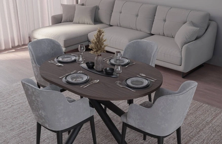 Lyon stůl 100x138 cm wisconsin ořech / černá stylový jídelní stůl na designových pavoučích nohách výškově nastavitelný