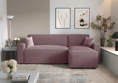 Rohová sedací souprava s funkcí spaní Brandon Bis heather right trojrozměrná tkanina s výraznými pruhy nádoba na lůžkoviny