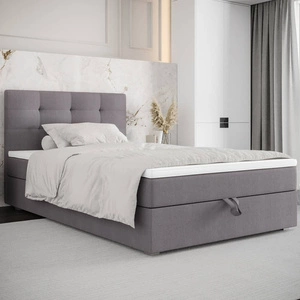 Kontinentální postel Flint 120x200 šedá v moderním skandinávském stylu s čalouněným čelem postele s úložným boxem