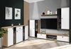 Sada nábytku Senja dub artisan / bílá moderní design dekorativní drážkovaná čela s kovovými úchytkami