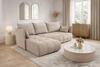 Rohová pohovka s funkcí spaní Selva světle béžová univerzální rohová pohovka s úložným prostorem na lůžkoviny z látky s plyšovým povrchem