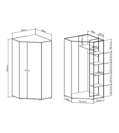 Sada nábytku Epsilon bílá / beton ideální do dětského nebo mládežnického pokoje v módním stylu
