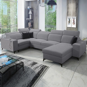 Kelly Sleek IV šedá pravá rohová rozkládací pohovka s koši na lůžkoviny tkaná látka