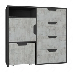 Komoda Nano 90 cm grafit / enigma bezproblémové používání a trvanlivost stylový a funkční doplněk do kanceláře a pokoje teenagera
