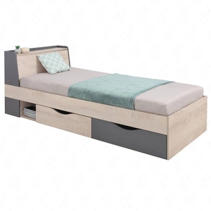 Postel se zásuvkami Dzeta 90x200 cm dub / antracit moderní design lemování postele zakončené speciální ABS dýhou úložný prostor v čele postele