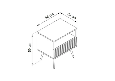 Luxusní bílý noční stolek se zásuvkou elegantní design skříňka se zlatým lemováním skříňka s rýhovaným čelem zlaté vysoké nohy