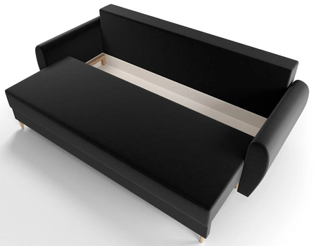 Pohovka s funkcí spaní Rovigo černá lehká forma s elegantním charakterem ideální doplněk každého interiéru měkká tkanina