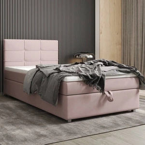 Kontinentální postel Fresno 120x200 pudrově růžová v moderním skandinávském stylu s čalouněným čelem postele s úložným boxem