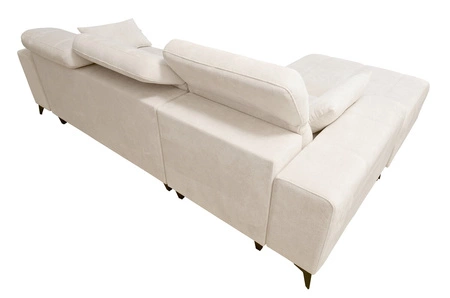 Rohová sedací souprava s funkcí spaní Penejos béžová levá elegantní rohová sedací souprava s úložným prostorem na lůžkoviny pohodlné nastavitelné opěrky hlavy