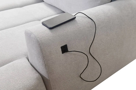 Rohová pohovka s funkcí spaní Gentle světle béžová pravá strana Stylový design rohové rozkládací pohovky vyznačující se zaoblenými tvary