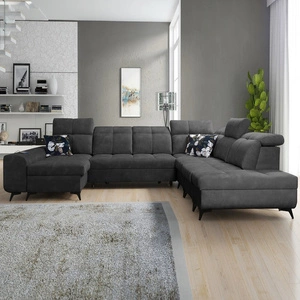 Rohová sedací souprava s funkcí spaní Buffalo X grafit levá funkční a pohodlná rohová sedací souprava do pokoje s kontejnery na lůžkoviny