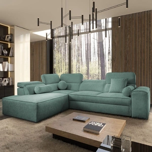 Rohová sedací souprava s funkcí spaní Viano VII patina levá módní a stylová rohová sedací souprava s nastavitelnými opěrkami hlavy dekorativní polštáře