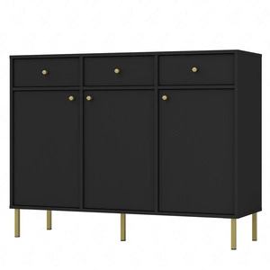Komoda Kioto II 125 cm černá grafitová minimalistická forma ideální komoda do obývacího pokoje nebo ložnice zlaté úchyty